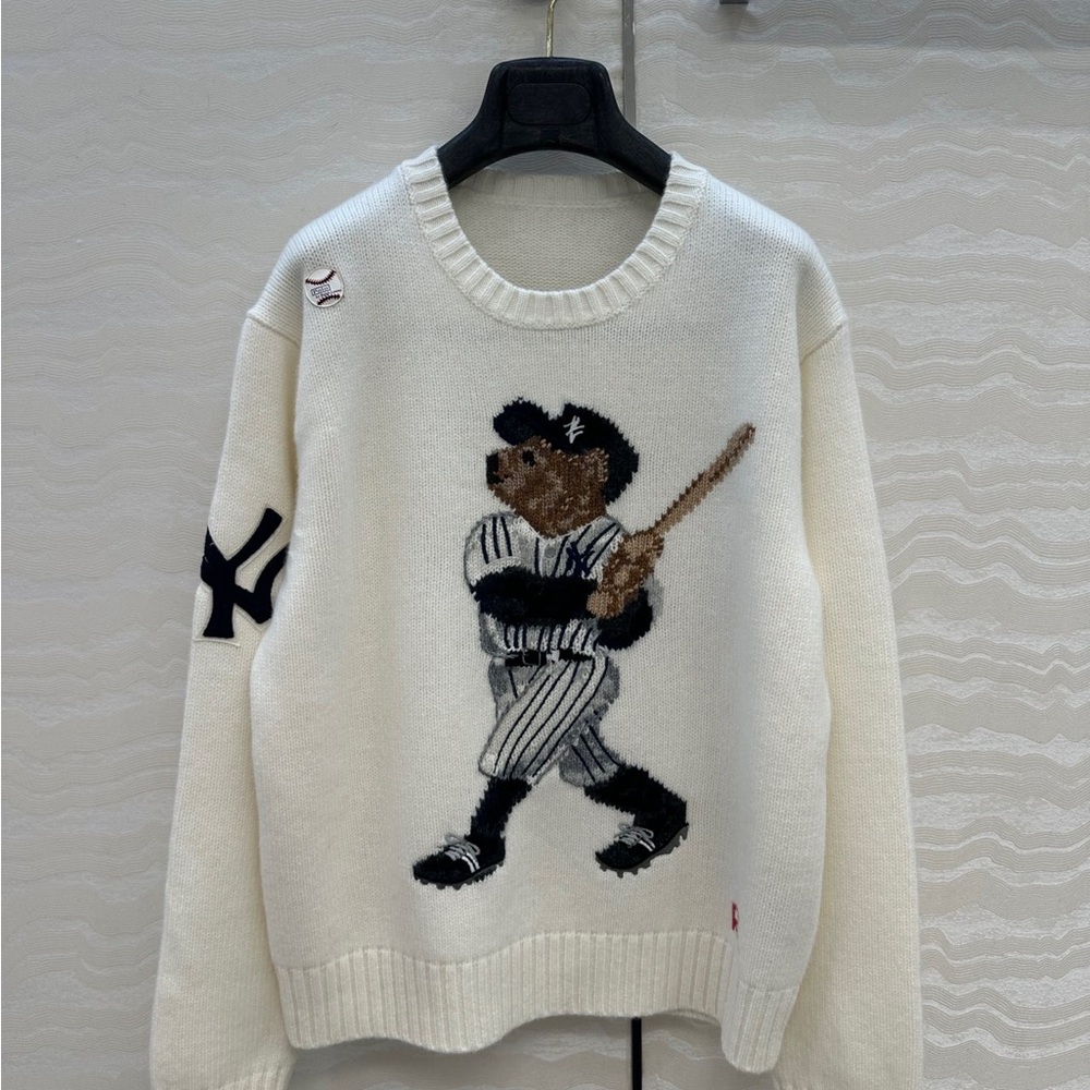Polo Ralph Lauren Cream Baseball Bear Sweater